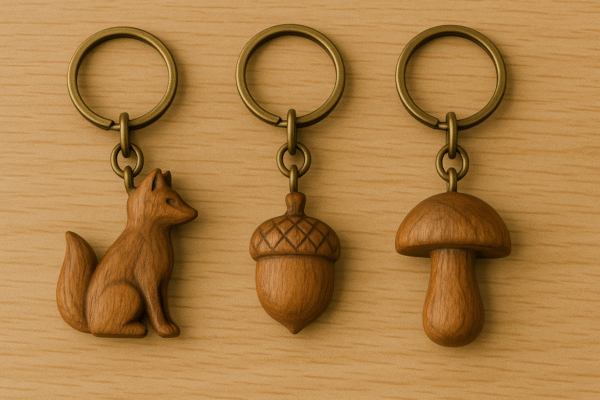 set of 3 woodland keyrings