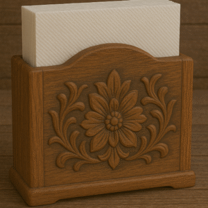 Hand-Carved Wooden Business Card Holder