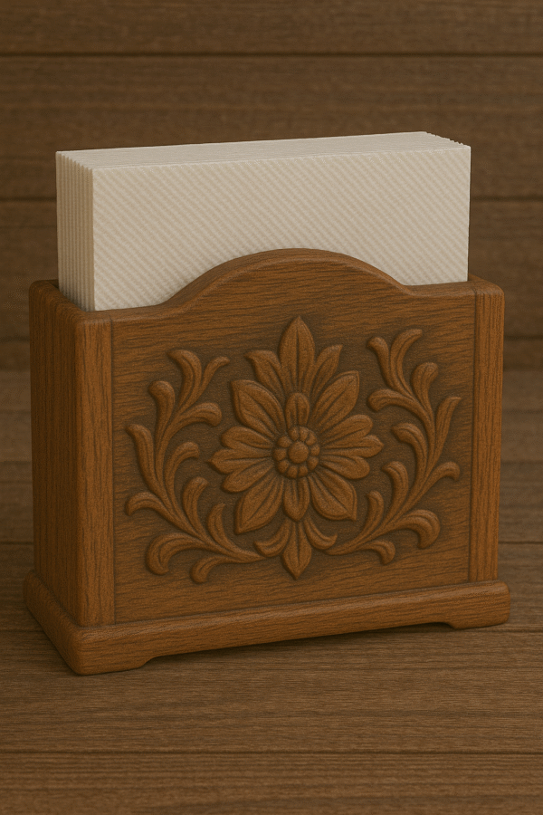 Hand-Carved Wooden Business Card Holder