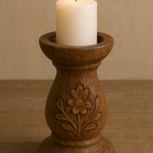 Hand-Carved Rustic Candle Holder