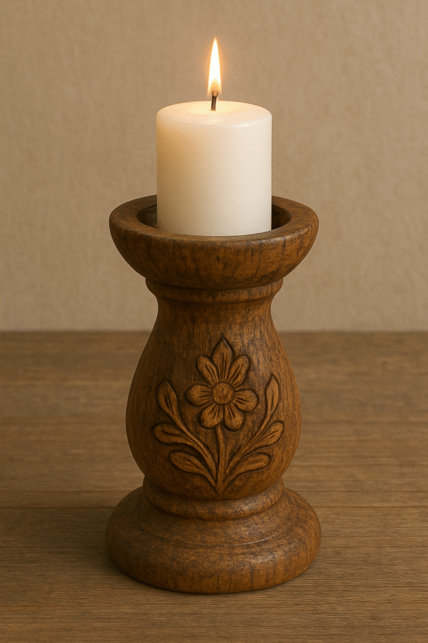 Hand-Carved Rustic Candle Holder