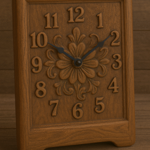 Hand-Carved Wooden Clock