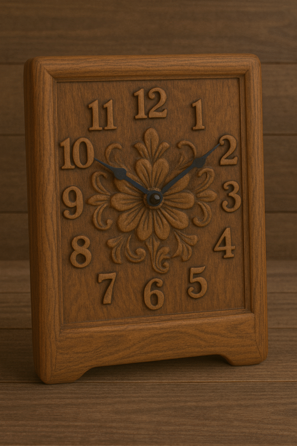 Hand-Carved Wooden Clock