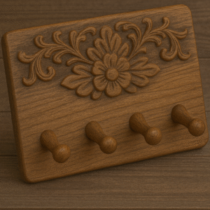 Hand-Carved Wooden Coat Rack