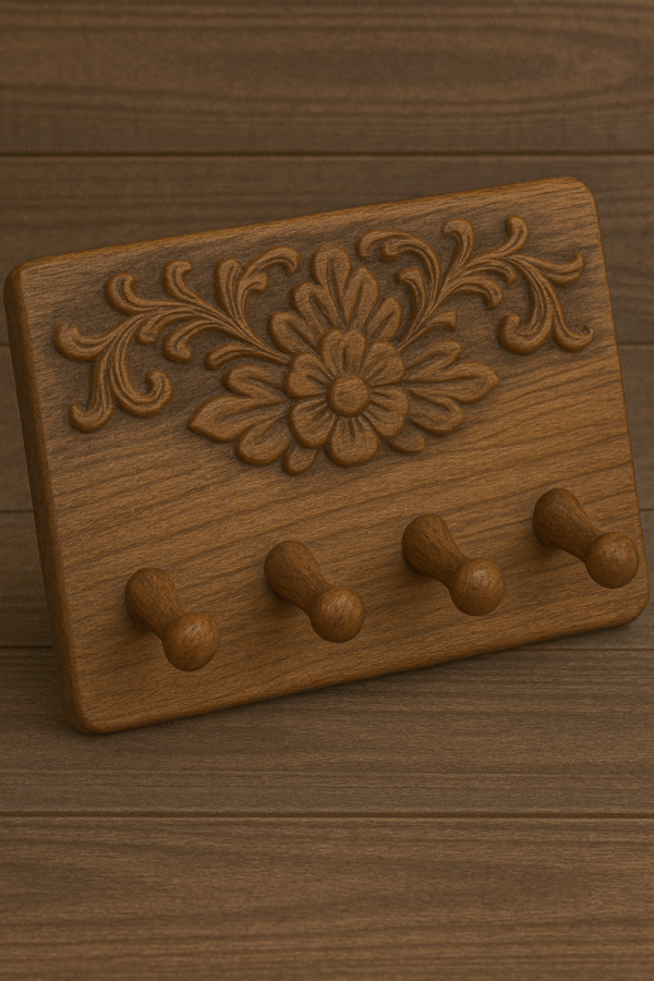 Hand-Carved Wooden Coat Rack