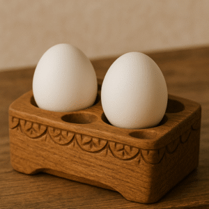 Hand-Carved Wooden Egg Holder