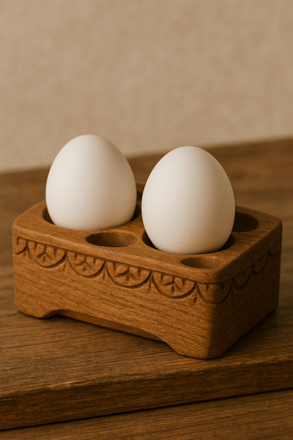 Hand-Carved Wooden Egg Holder