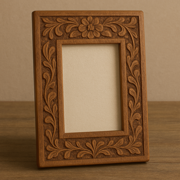 Hand-Carved Wooden Photo Frame