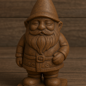 Hand-Carved Wooden Garden Gnome