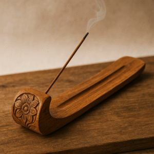Hand-Carved Wooden Incense Holder