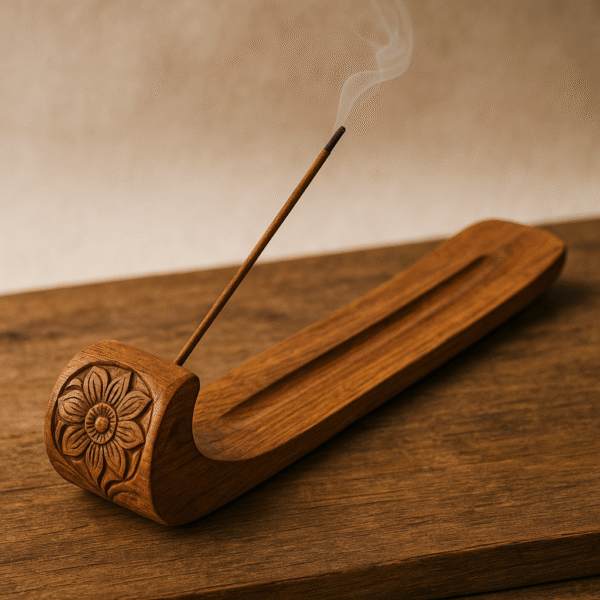 Hand-Carved Wooden Incense Holder