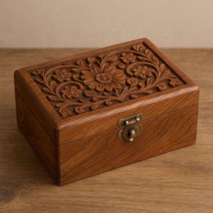 Hand-Carved Wooden Jewelry Box
