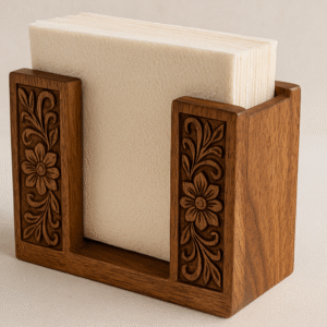 Hand-Carved Wooden Napkin Holder