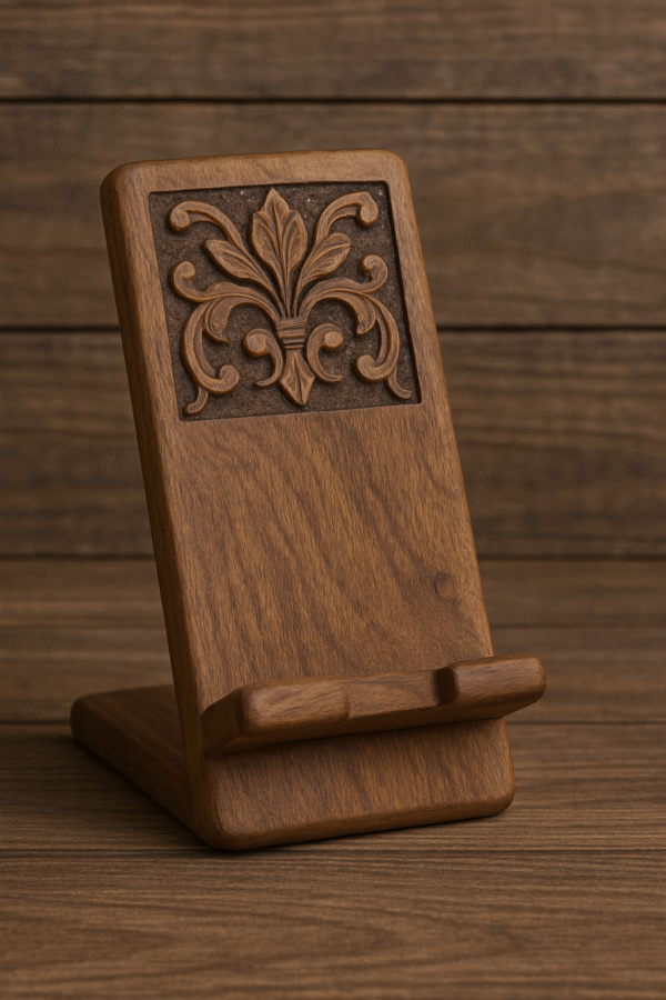 Hand-Carved Wooden Phone Stand