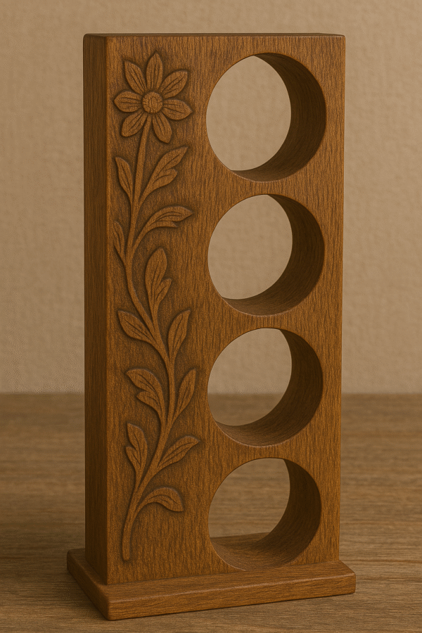 Hand-Carved Wooden Wine Rack